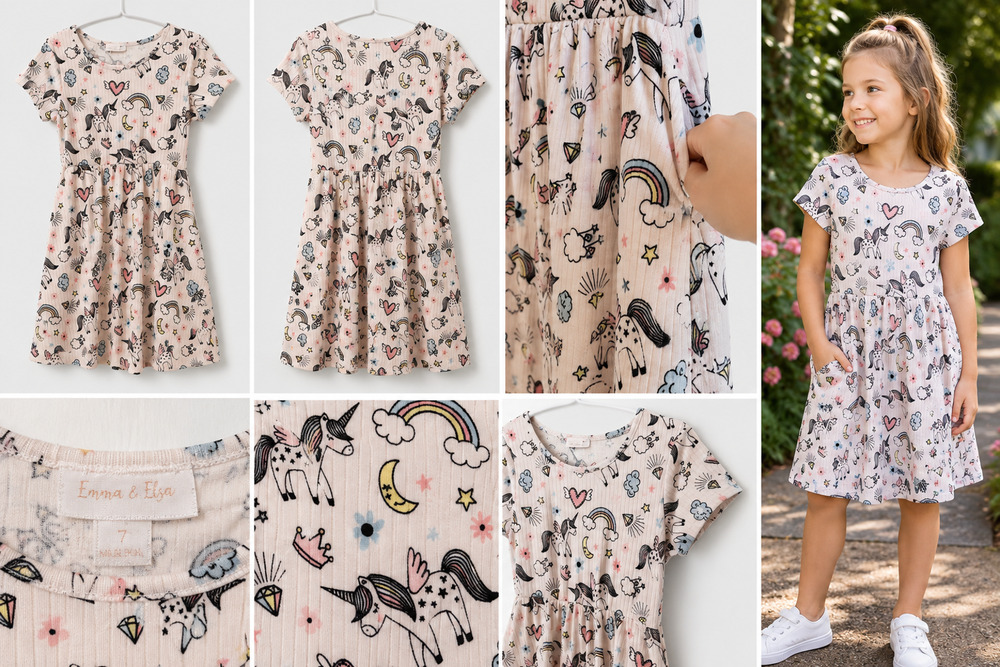 Emma & Elsa Girls Unicorn Dress – Size 7